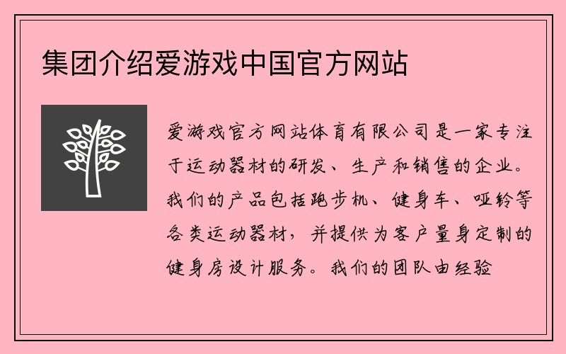 集团介绍爱游戏中国官方网站